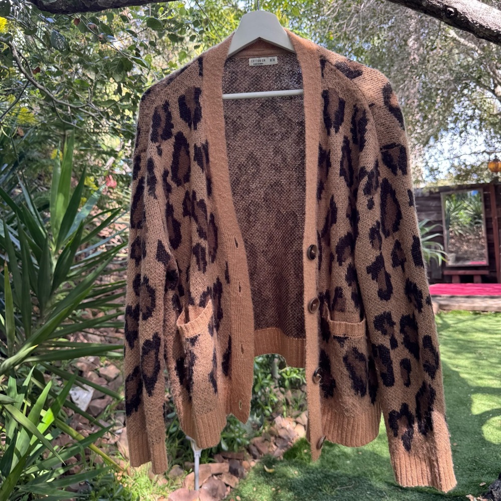 Cotton-On Leopard Print Button-Up Cardigan Sweater - Picture 2 of 8